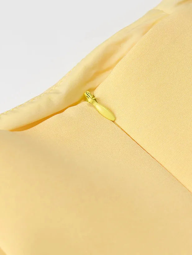 Butter Yellow Strapless Top & Skirt Coord Set