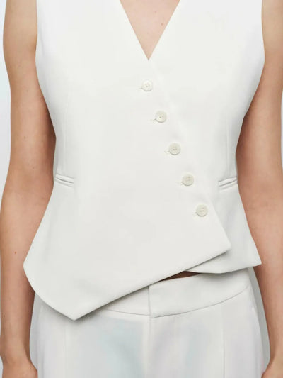 Black & White Cross Vest & Wide Leg Pants Coord Set