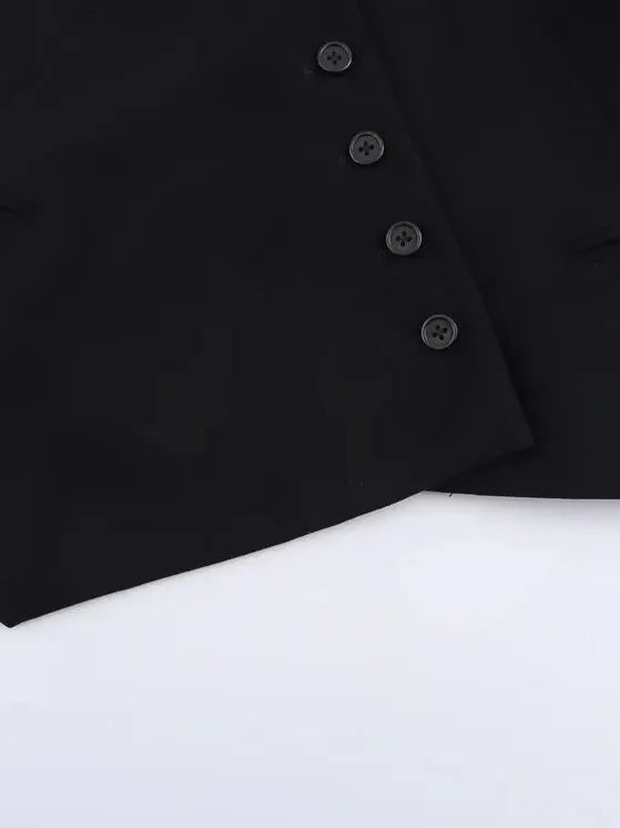 Black & White Cross Vest & Wide Leg Pants Coord Set