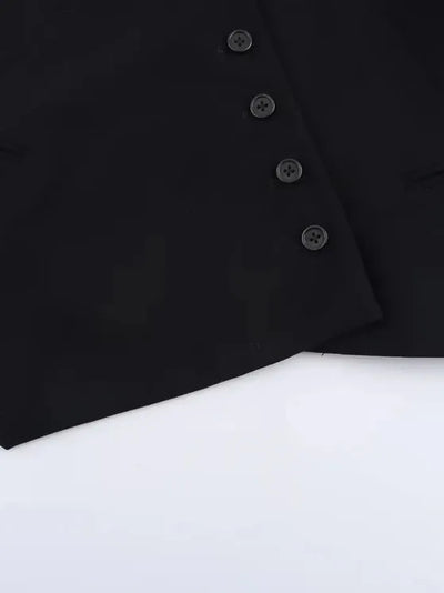 Black & White Cross Vest & Wide Leg Pants Coord Set