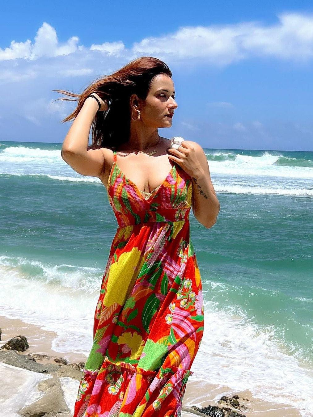 Floral Print Spaghetti Strap Backless Maxi Dress