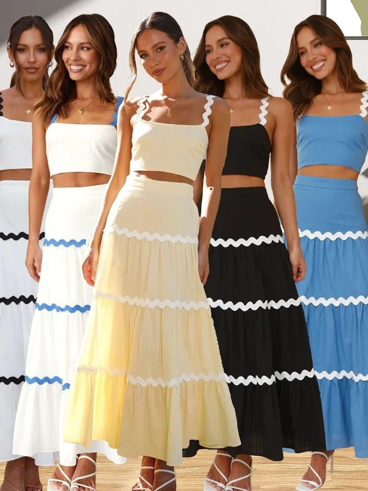 Spaghetti Strap Cami Top & Long Skirt Coord Set