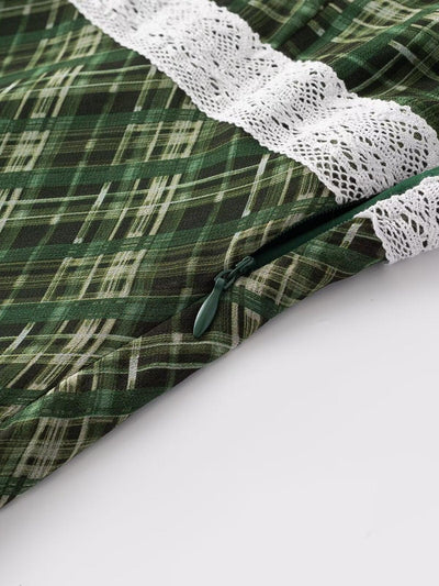 Puff Sleeve U Neck Lace Dress