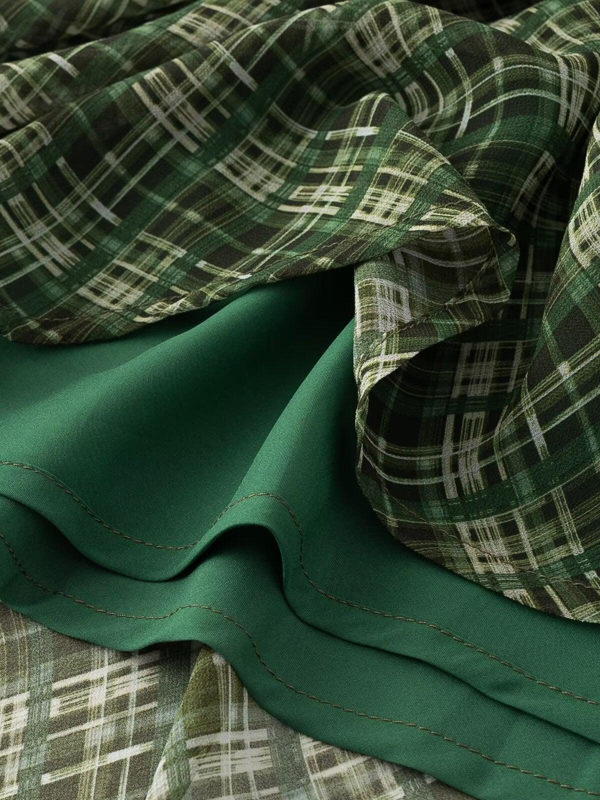 Puff Sleeve U Neck Lace Dress