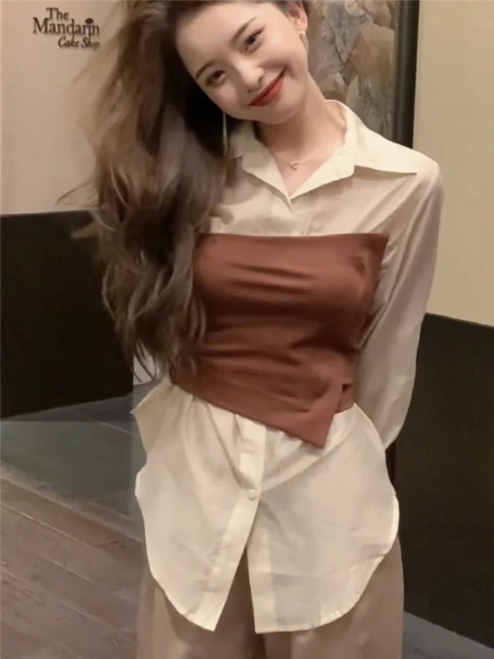 Corset Top & Plain Shirt