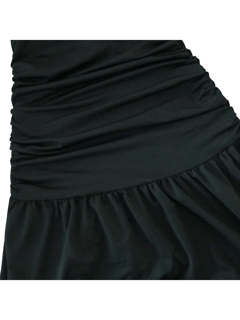 Tied Halterneck Ruched Slit Maxi Dress