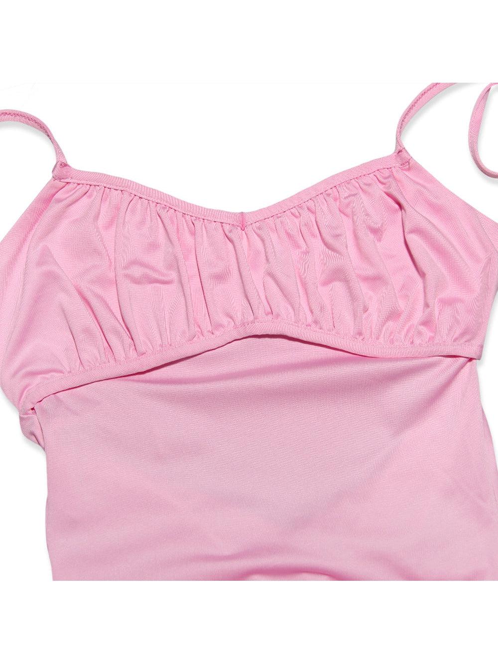 Spaghetti Strap Backless Pleated Dress