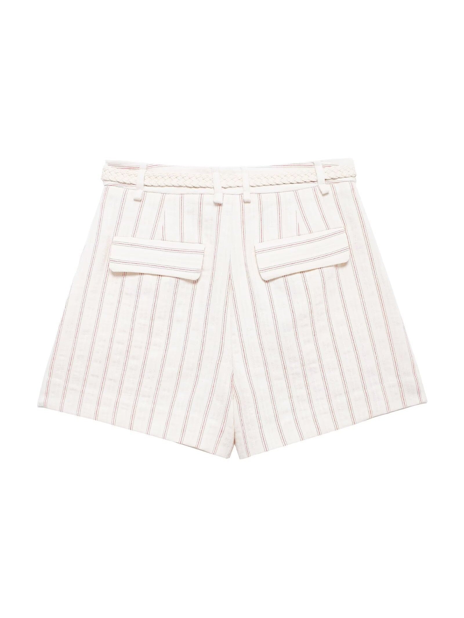 Striped Vest Waist Coat & Shorts With Belt Coord Set