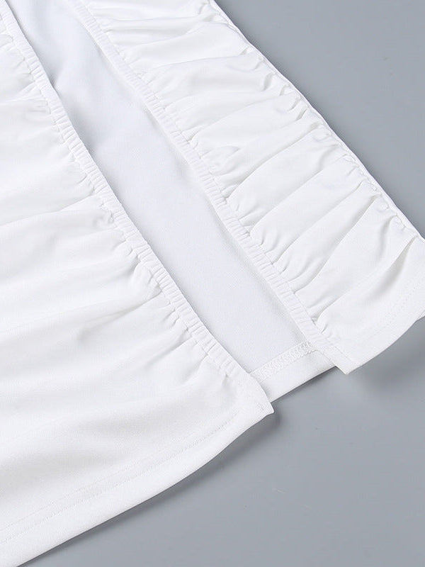 White Asymmetric floral Dress