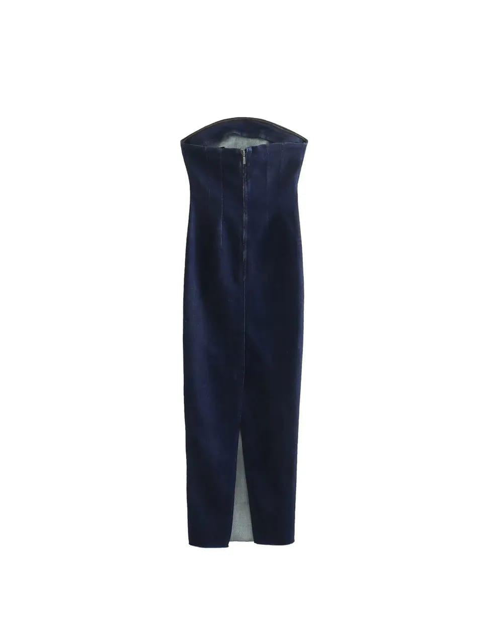 Denim Off Shoulder Tube Dress