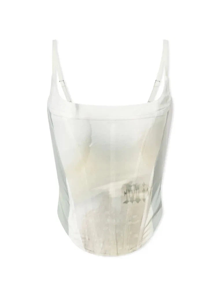 Printed Backless Corset Top & Skirt Coord Set