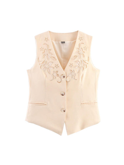 Embroidered Vest & Shorts Coord Set