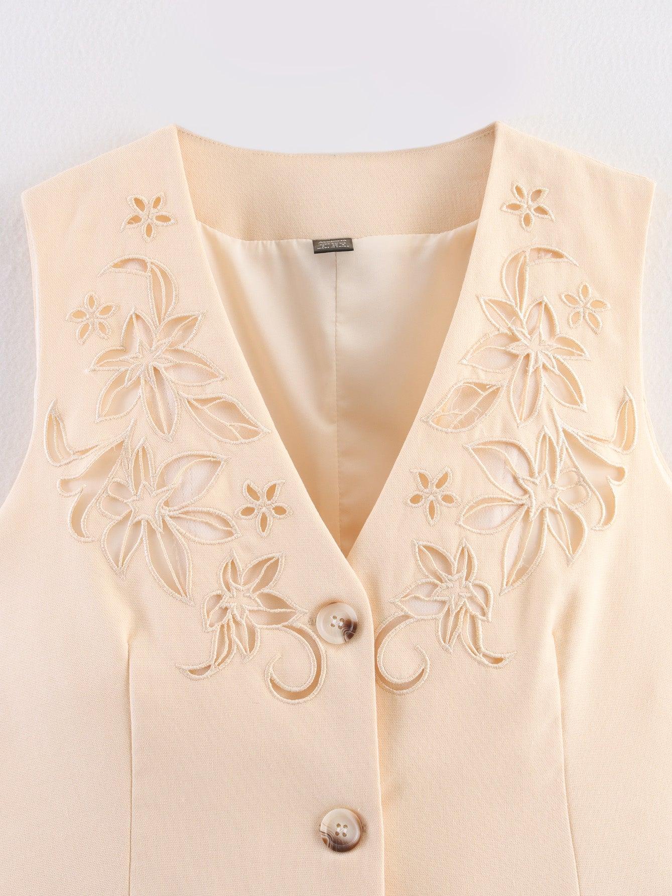 Embroidered Vest & Shorts Coord Set