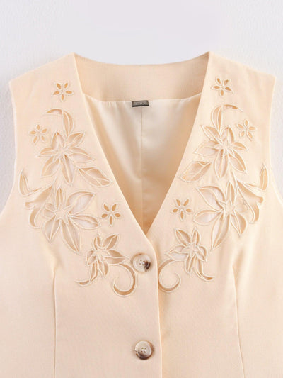 Embroidered Vest & Shorts Coord Set