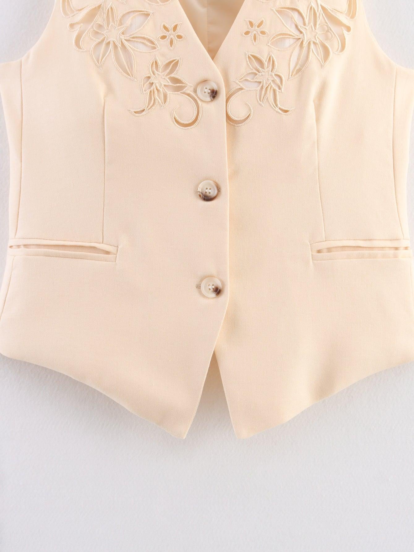 Embroidered Vest & Shorts Coord Set