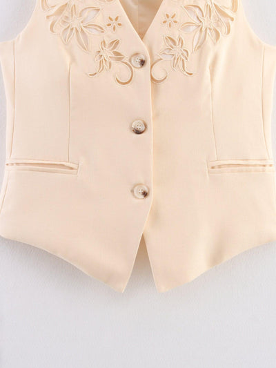 Embroidered Vest & Shorts Coord Set