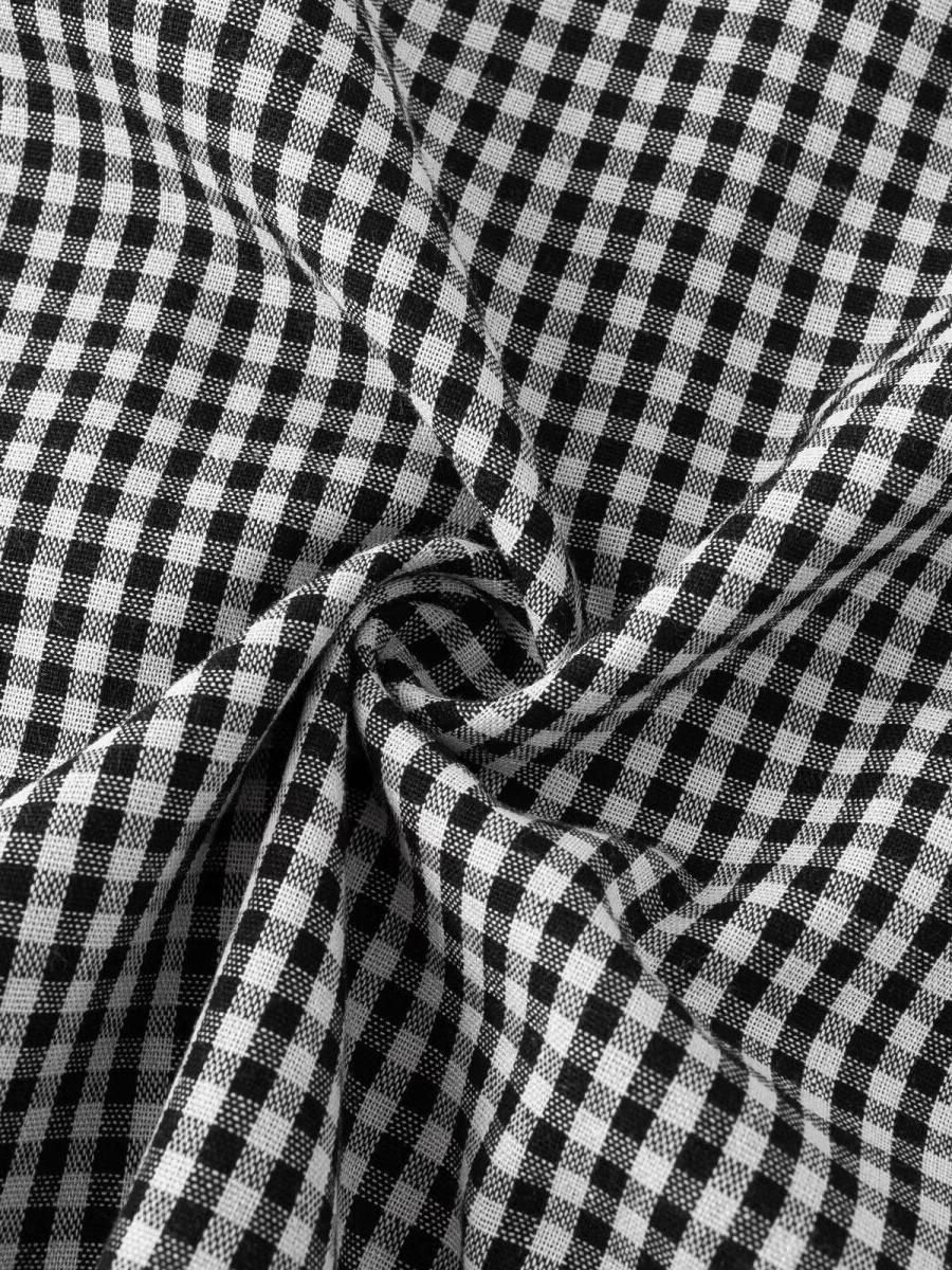 Gingham Print V Neck Vest Dress