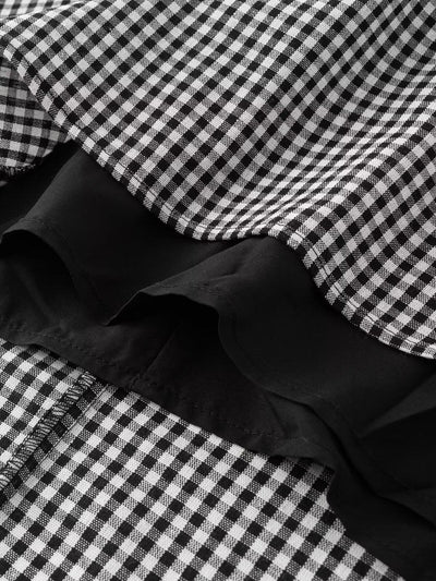 Gingham Print V Neck Vest Dress