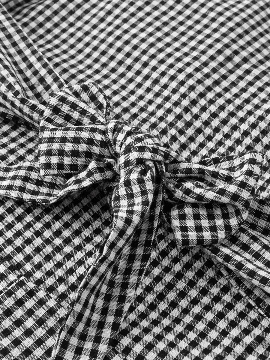 Gingham Print V Neck Vest Dress