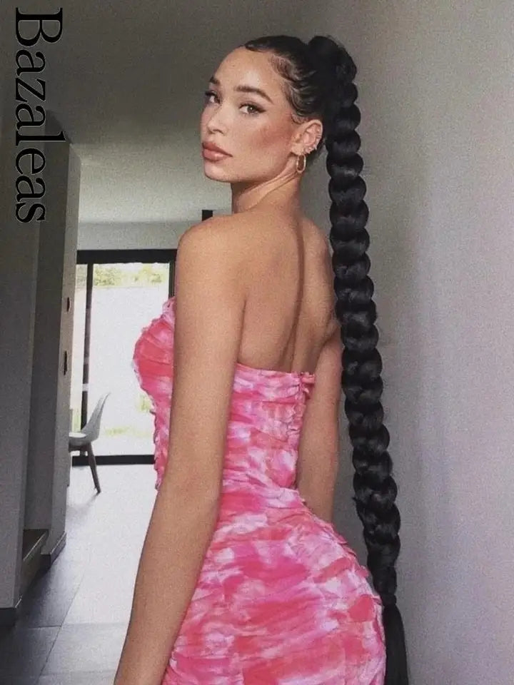 Tropical Tie Dye Mesh Tube Short Dress