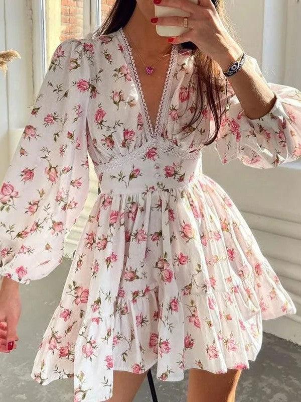 Floral Print Short A Line Dress