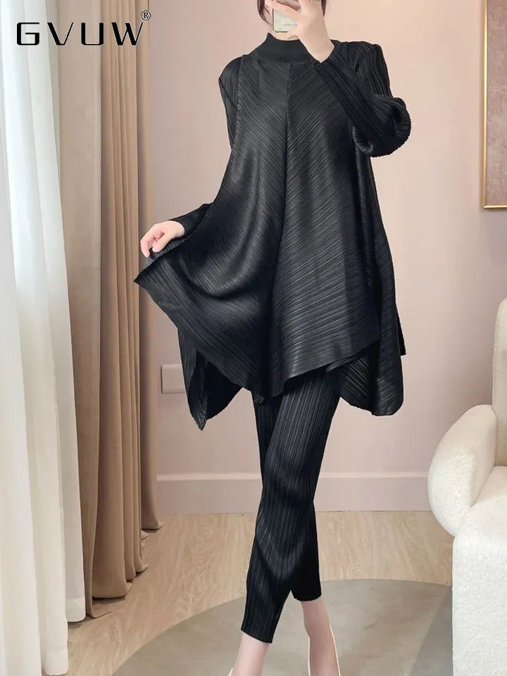 Turtle Neck Pleated Coord Set