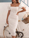 Round Crochet Ruffle Slit Dress