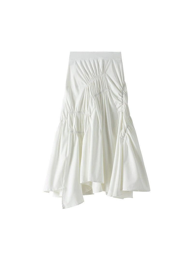 A Line Pleated Ruffle Ruched Skirt