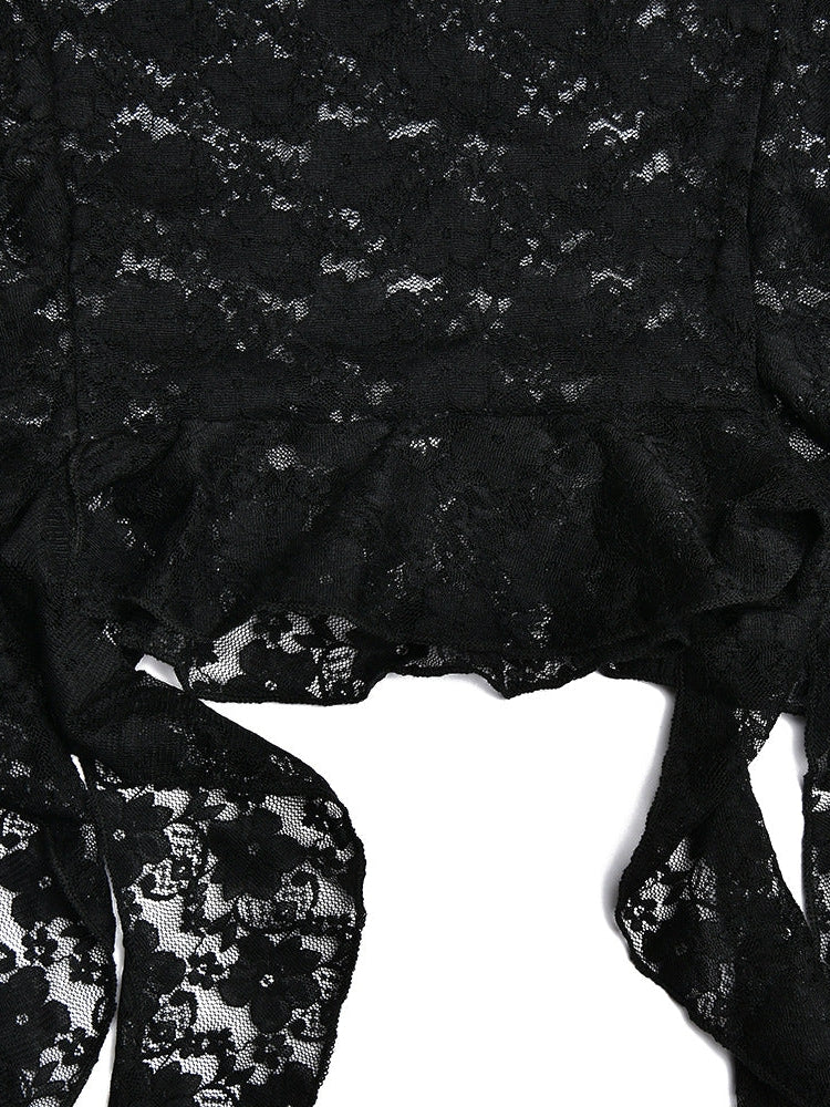 Tube Top Patchwork See Through Lace Dress