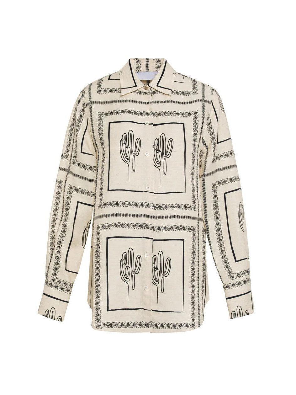 Linen Abstract Print Full Sleeves Shirt & Pants Coord Set