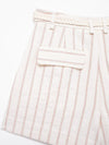 Striped Vest Waist Coat & Shorts With Belt Coord Set