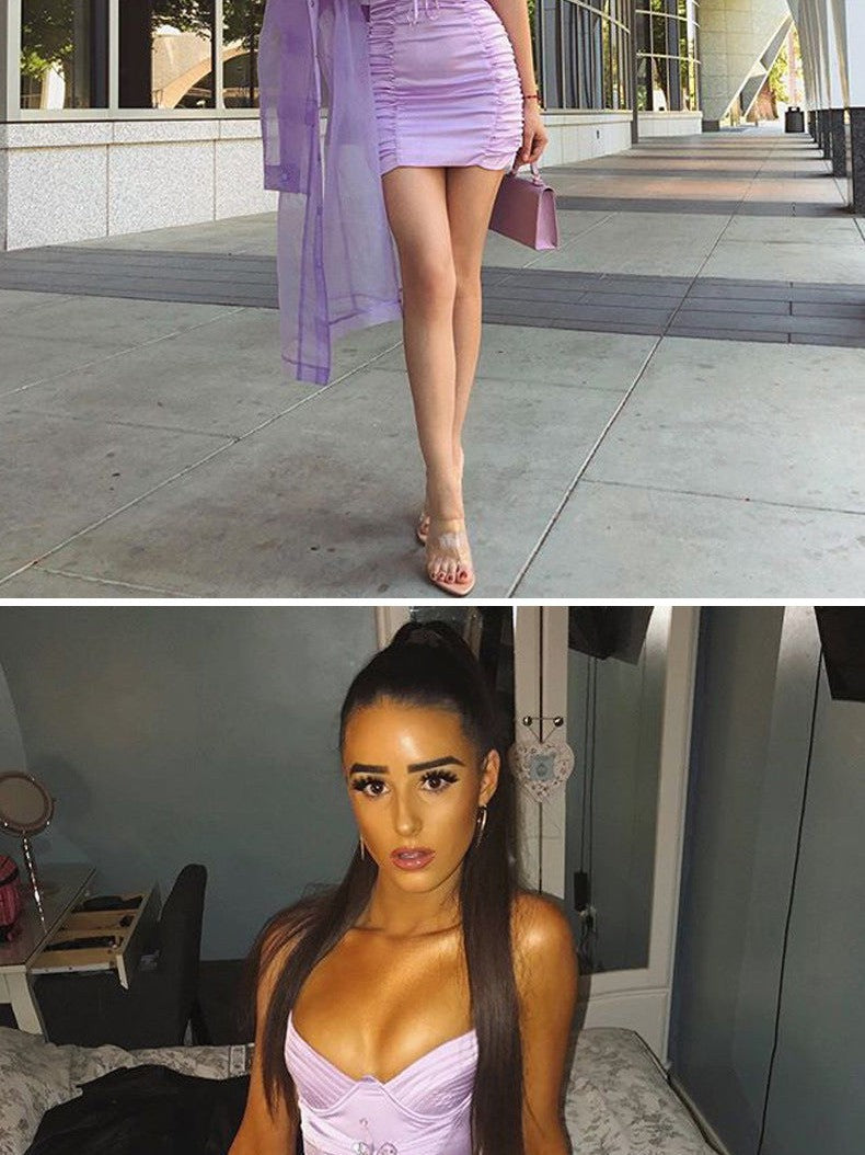 Lilac Lacing Pleated Cami Dress