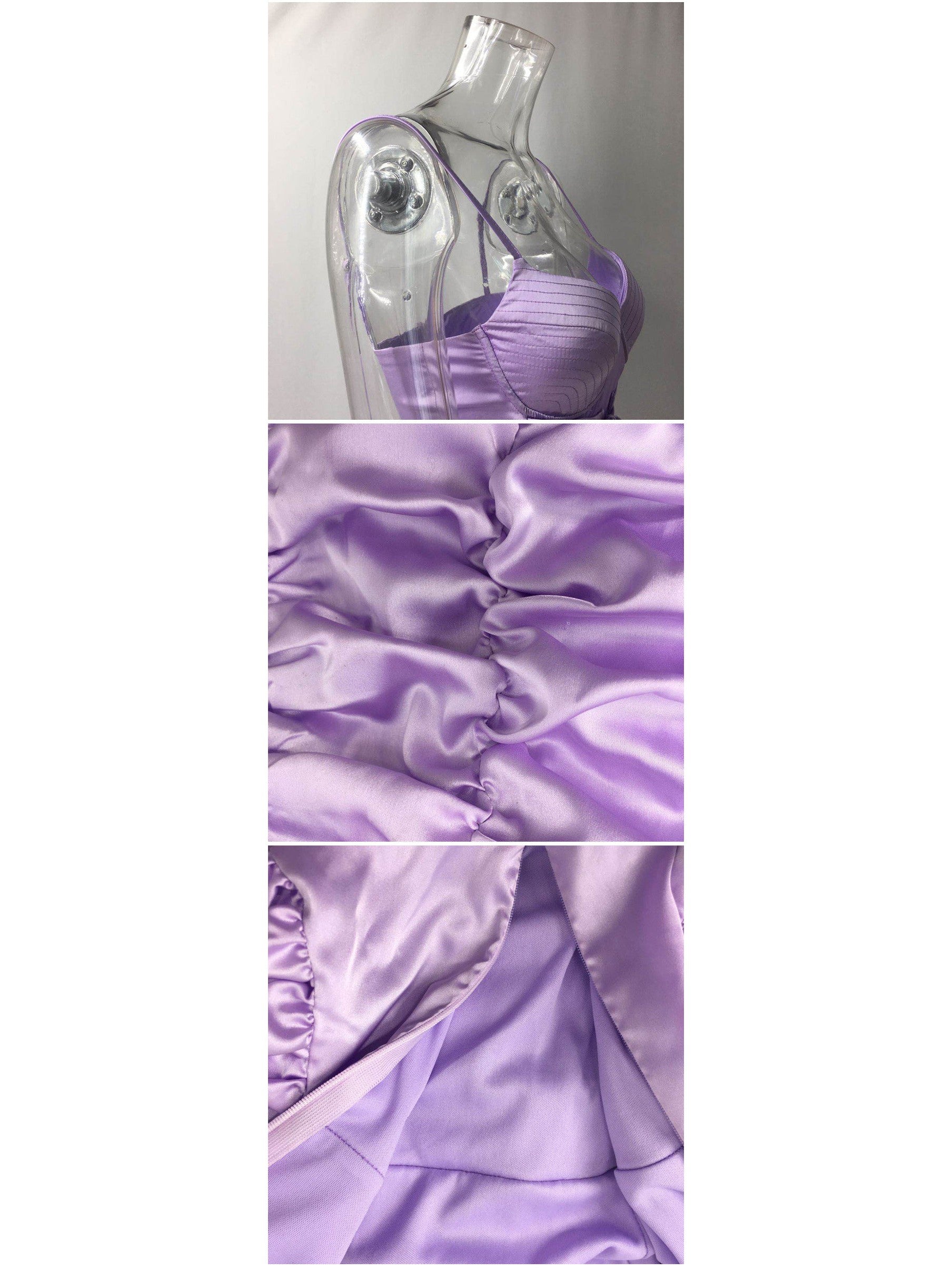 Lilac Lacing Pleated Cami Dress