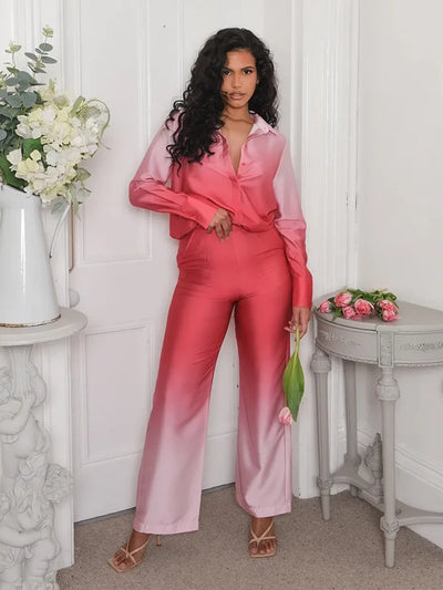 Pink Tie Dye Oversized Shirt & Pants Coord Set