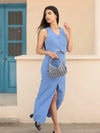 Blue Sleeveless Vest Waist Coat & Skirt Coord Set