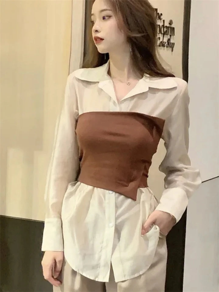 Corset Top & Plain Shirt