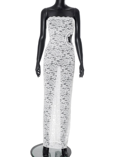 Backless Tube Lace Hollow Out Cutout out Slim Fit Dress