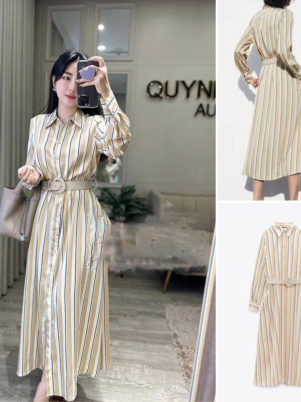 Striped Belted Dress