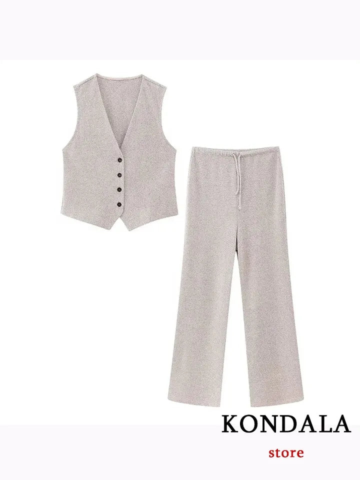 Knitted Vest Waist Coat & Pants Coord Set