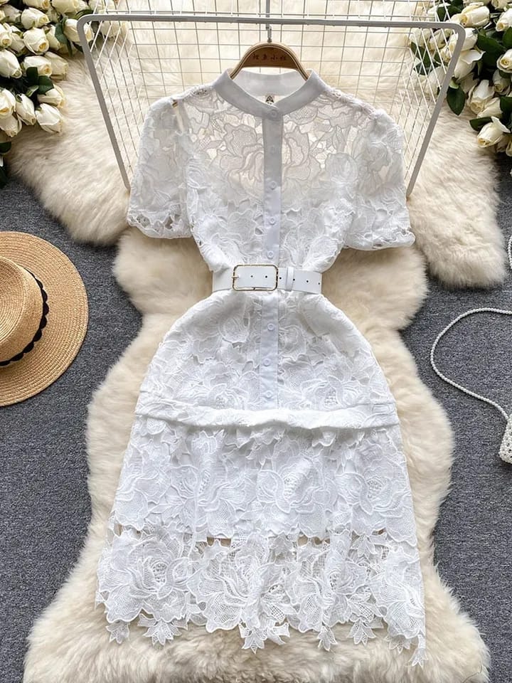 Irene Crochet Dress with Inner & Belt
