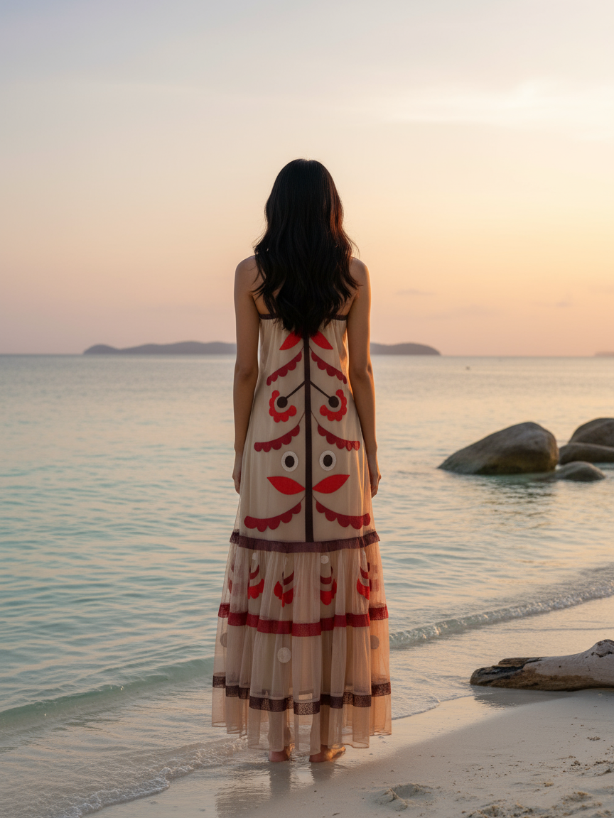 Chiffon Flower Print Maxi Sundress Beach Dress