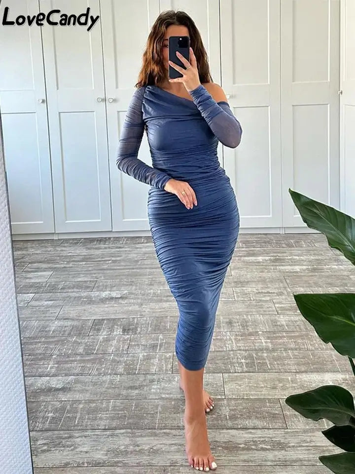 One Shoulder Ruched Dress