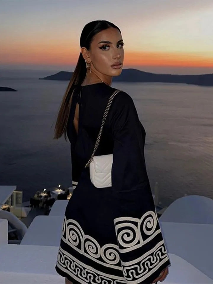 French Short Embroidered Dress