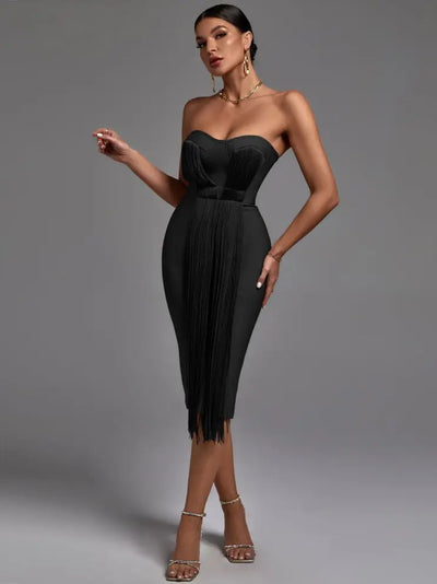 Bandage Tube Tassel Slit Dress