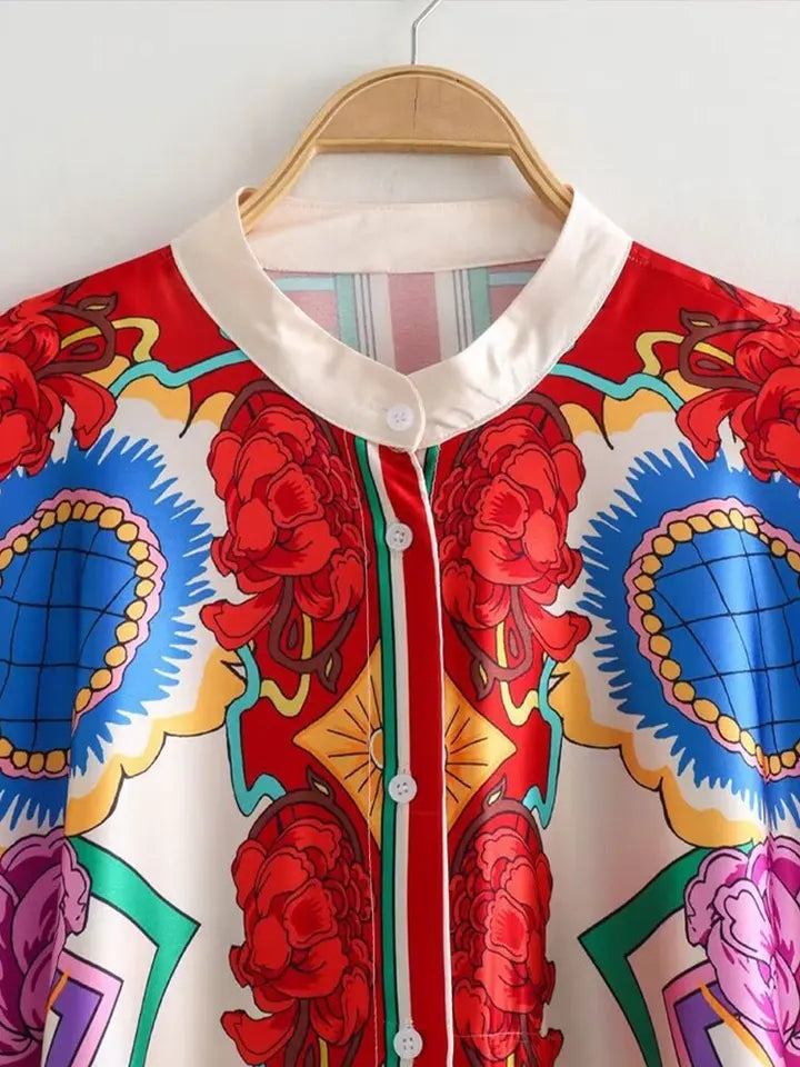 Floral Batwing Sleeves Top & Pants Coord Set