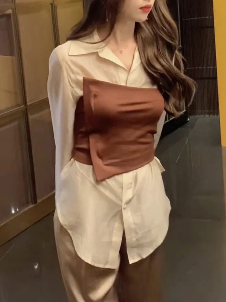Corset Top & Plain Shirt