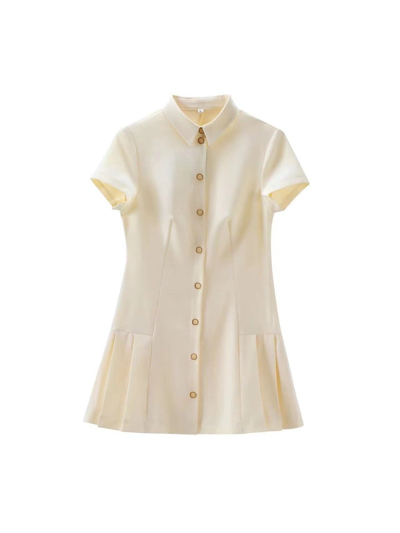 Polo Neck Pleated A Line Dress