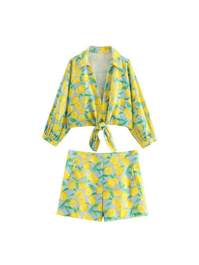 Lemon Print Shorts & Top Coord Set