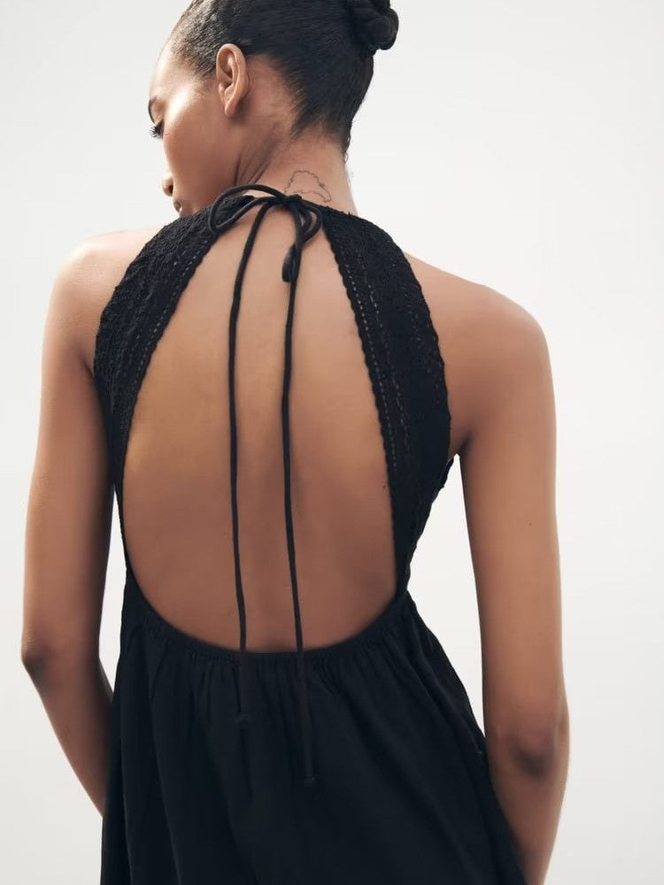 V Neck Embroidered Lace A Line Dress