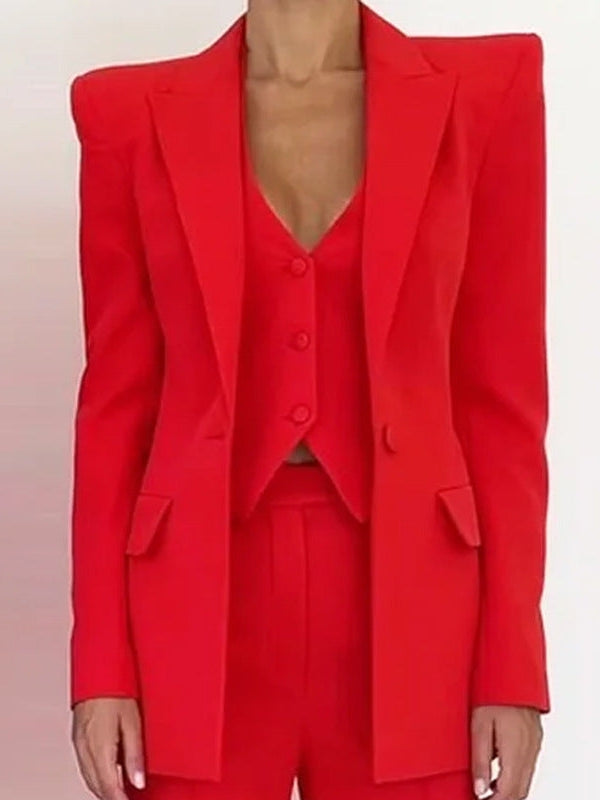 Red Blazer & Pants Coord Two Piece Set